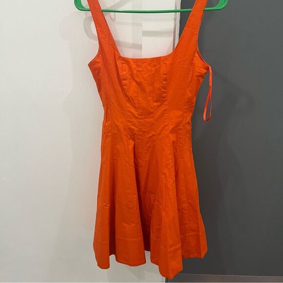 NEW Staud Mini Dress Orange Wells Fit and Flare Sleeveless size 2 - Picture 7 of 13